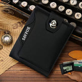 Savfox PU Leather Outlet Pocket Card Holder Wallet for Men – Slim, Stylish & Durable - Stylish Wallets For Men - BLACK