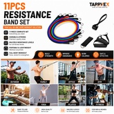 11-Piece Resistance Bands Set – Premium Home Gym Workout Kit with Handles, Door Anchor & Ankle Straps