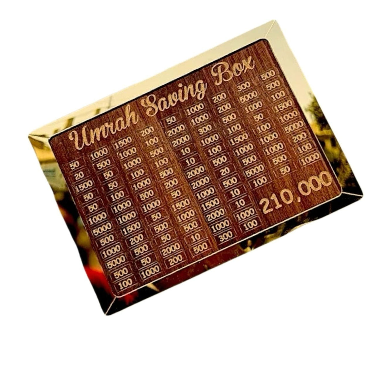Premium Wooden Umrah Saving Box | Reusable Islamic Savings Goal Tracker for Umrah, Charity & Donations